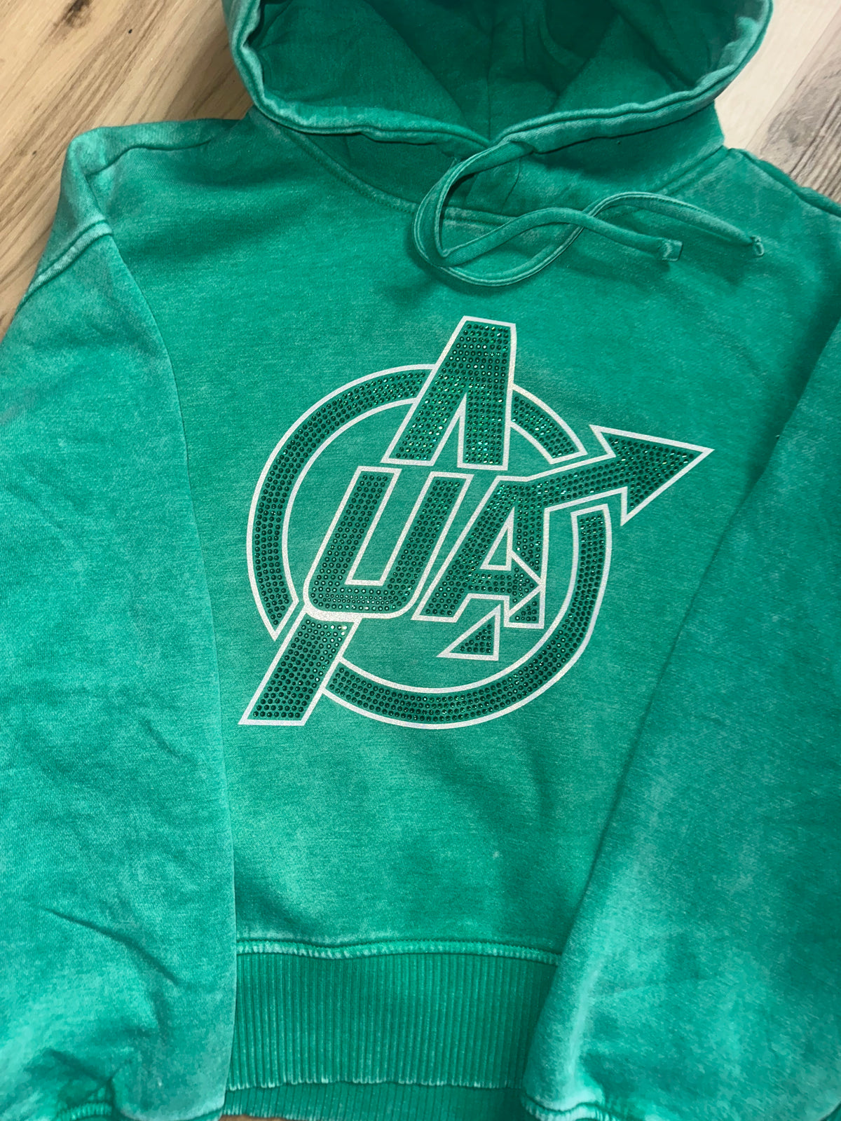 UA Mineral Wash Crop Hoodie Rhinestone
