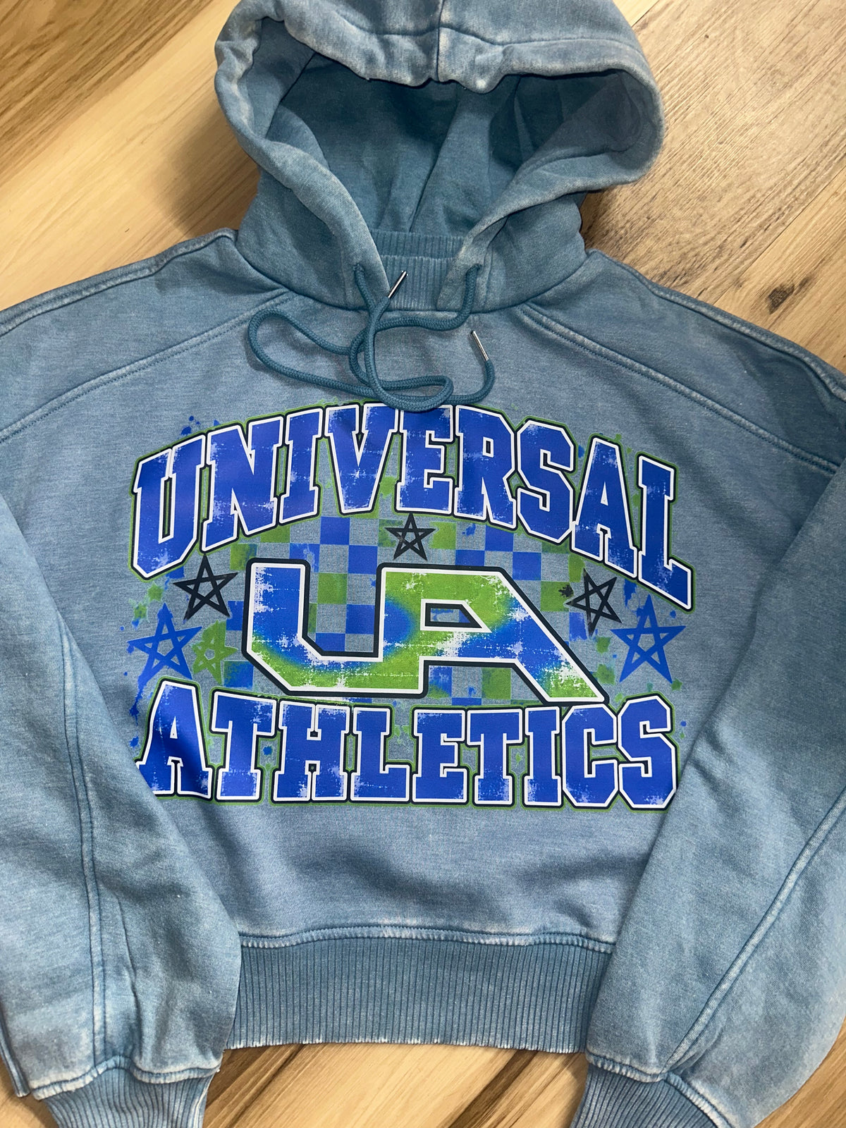 UA Mineral Wash Crop Hoodie Checkered