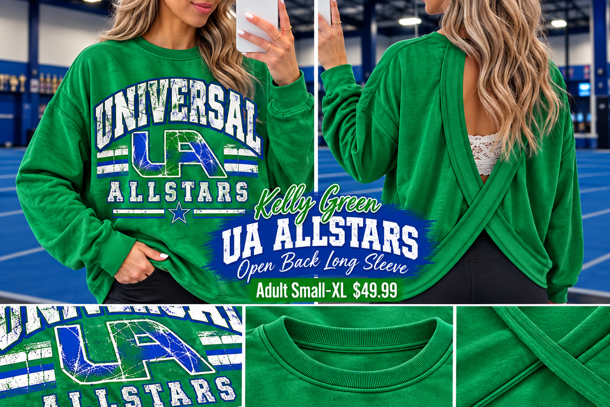 UA All-Stars Kelly Green Open Back Long Sleeve Closing 10/2