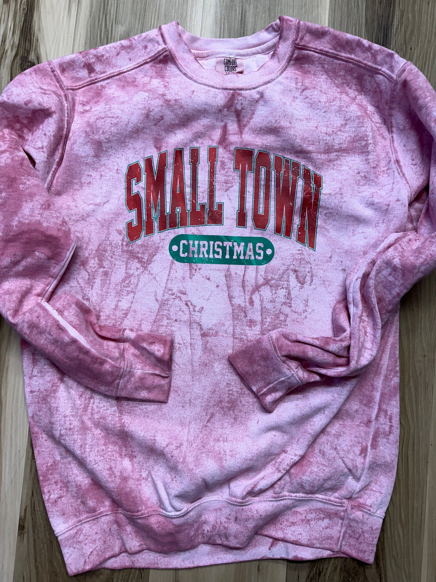Small Town Colorblast Sweatshirt- Red