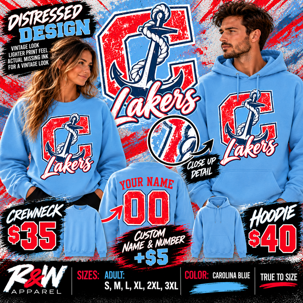 Carolina Blue Lakers Hoodie