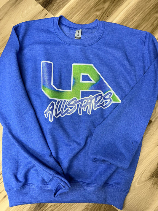 UA Glitter Logo- Blue Crewneck