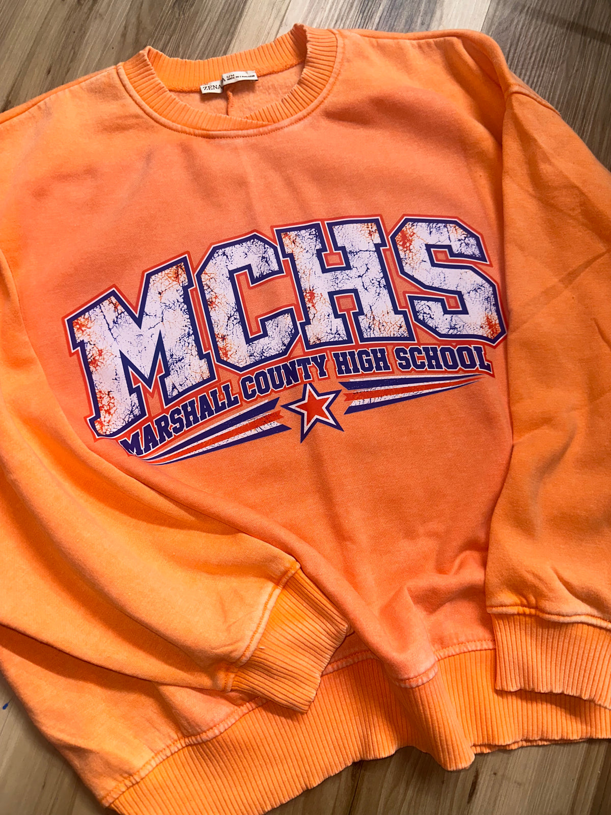 Mineral Wash Orange MCHS Oversized Crewneck