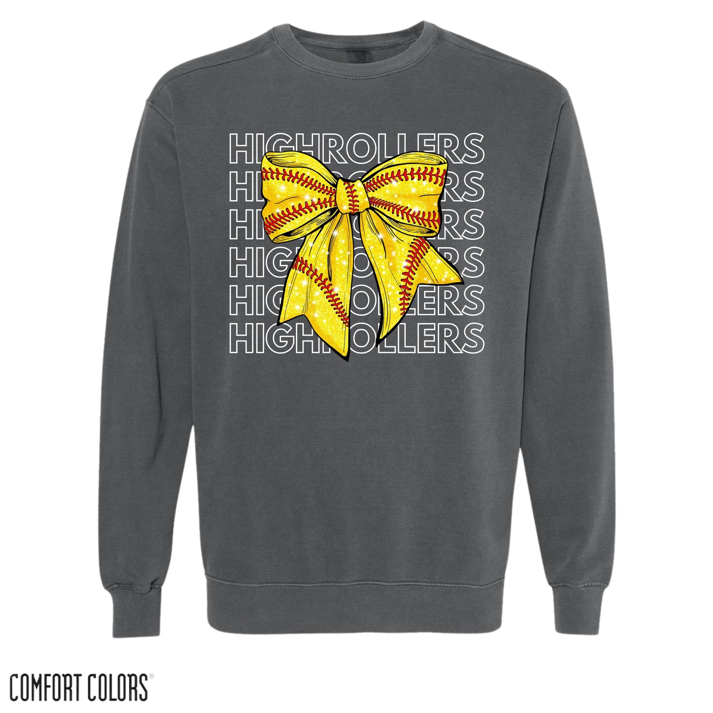 Highrollers Bow Comfort Colors Dark Grey Crewneck