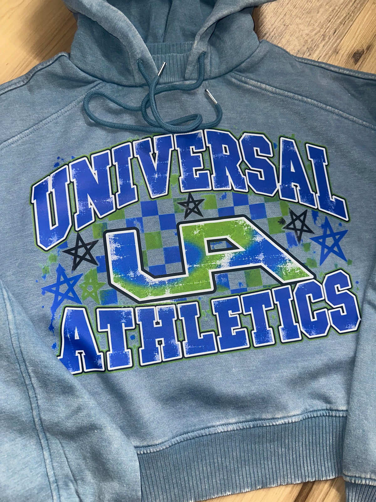 UA Mineral Wash Crop Hoodie Checkered