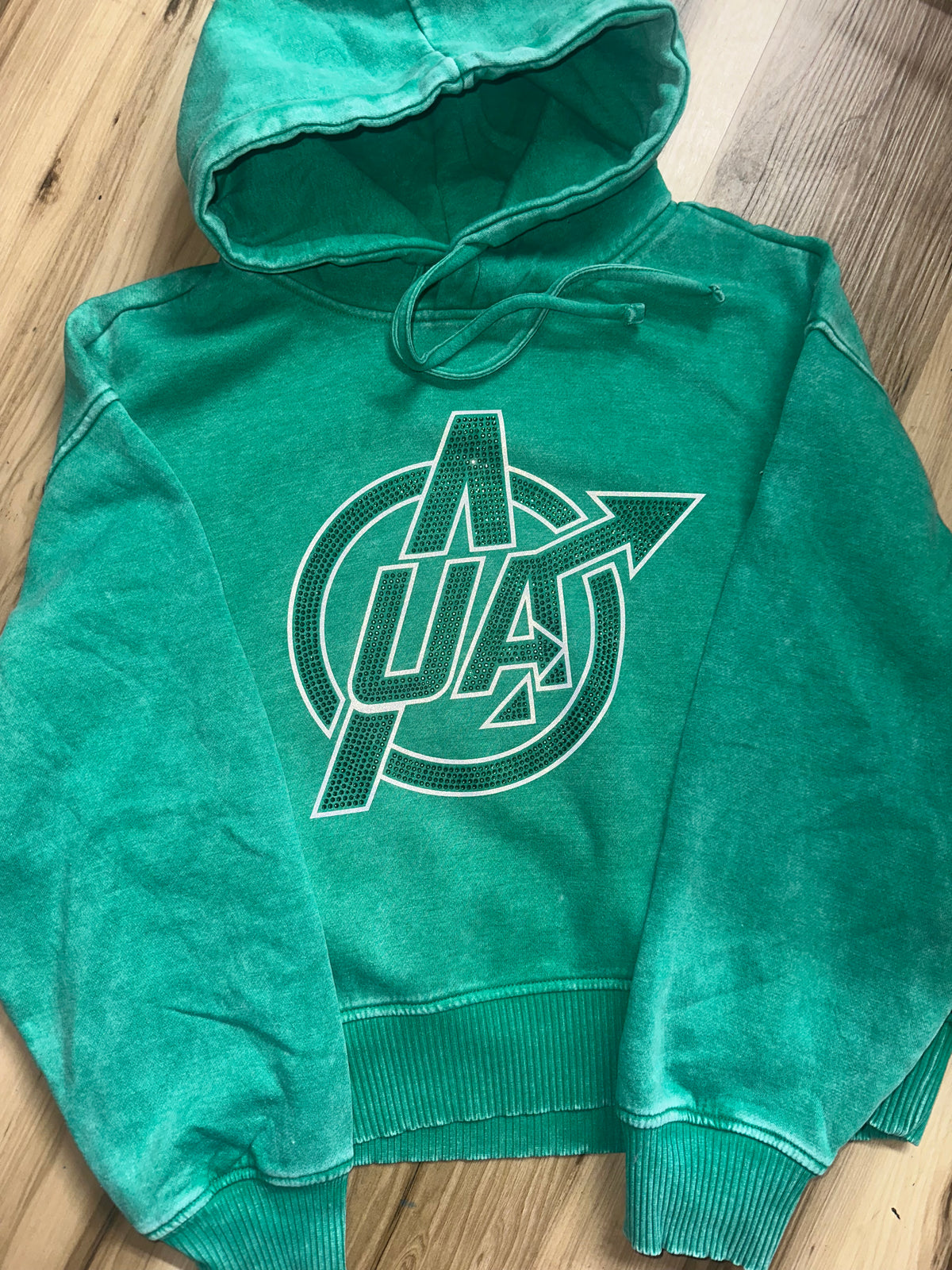 UA Mineral Wash Crop Hoodie Rhinestone