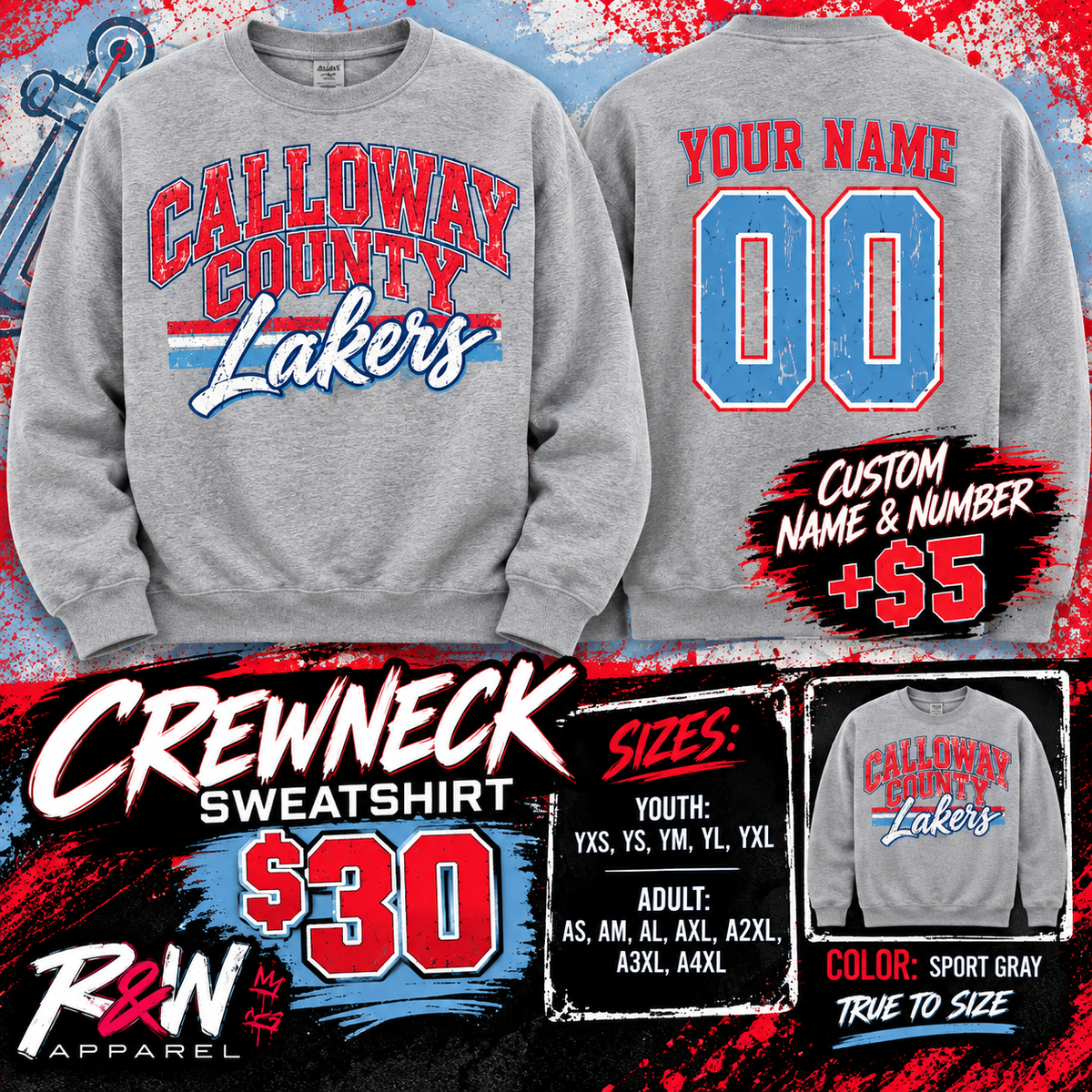 Calloway County Lakers Crewneck