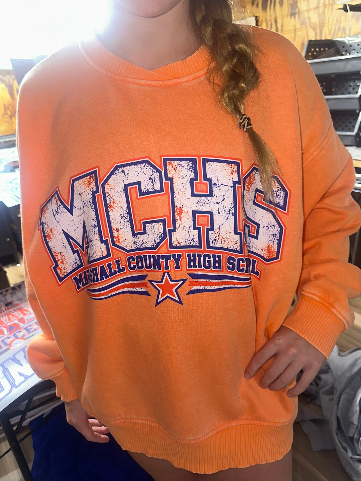 Mineral Wash Orange MCHS Oversized Crewneck