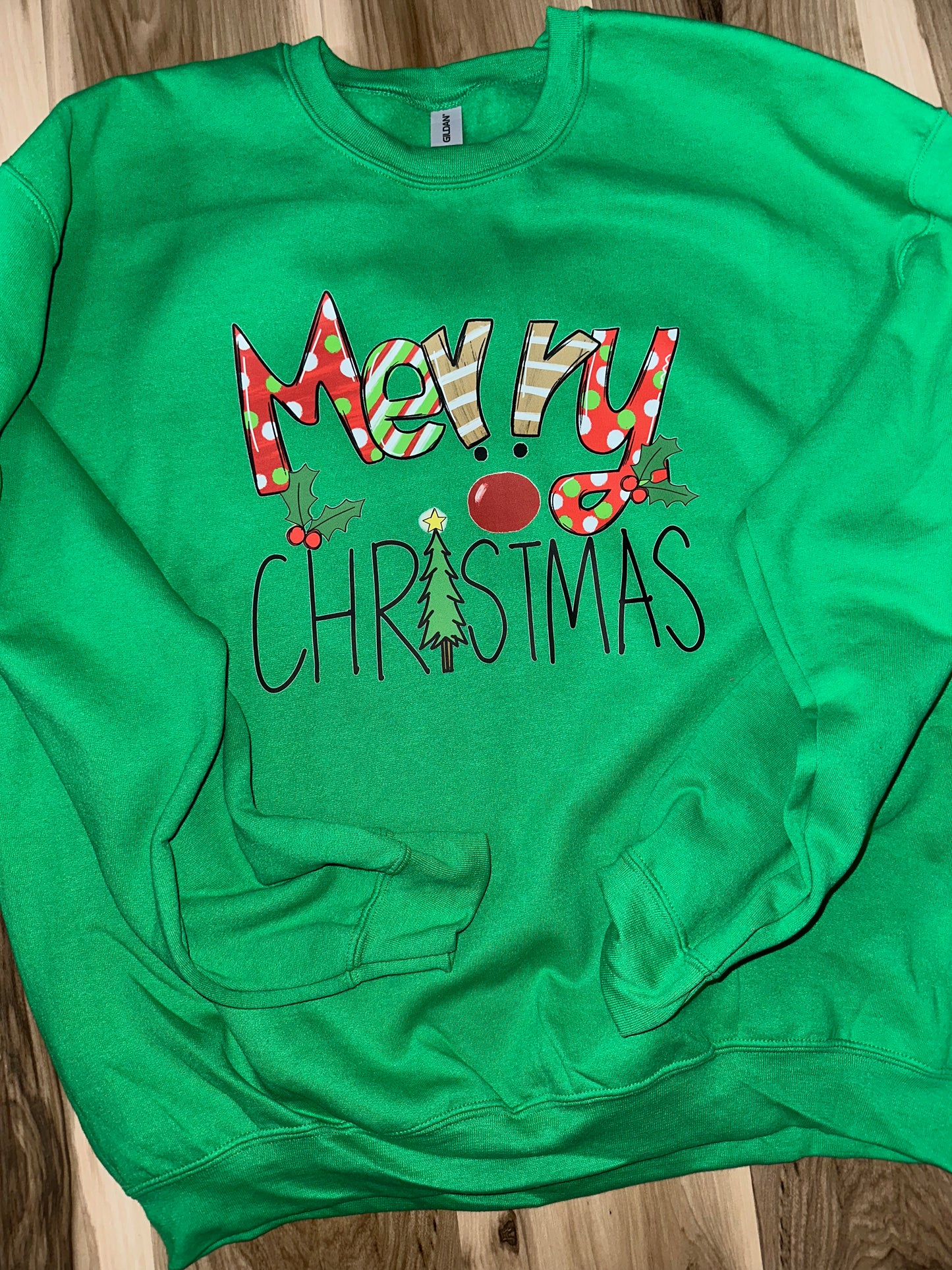 Merry Christmas (Green Crewneck Sweatshirt)