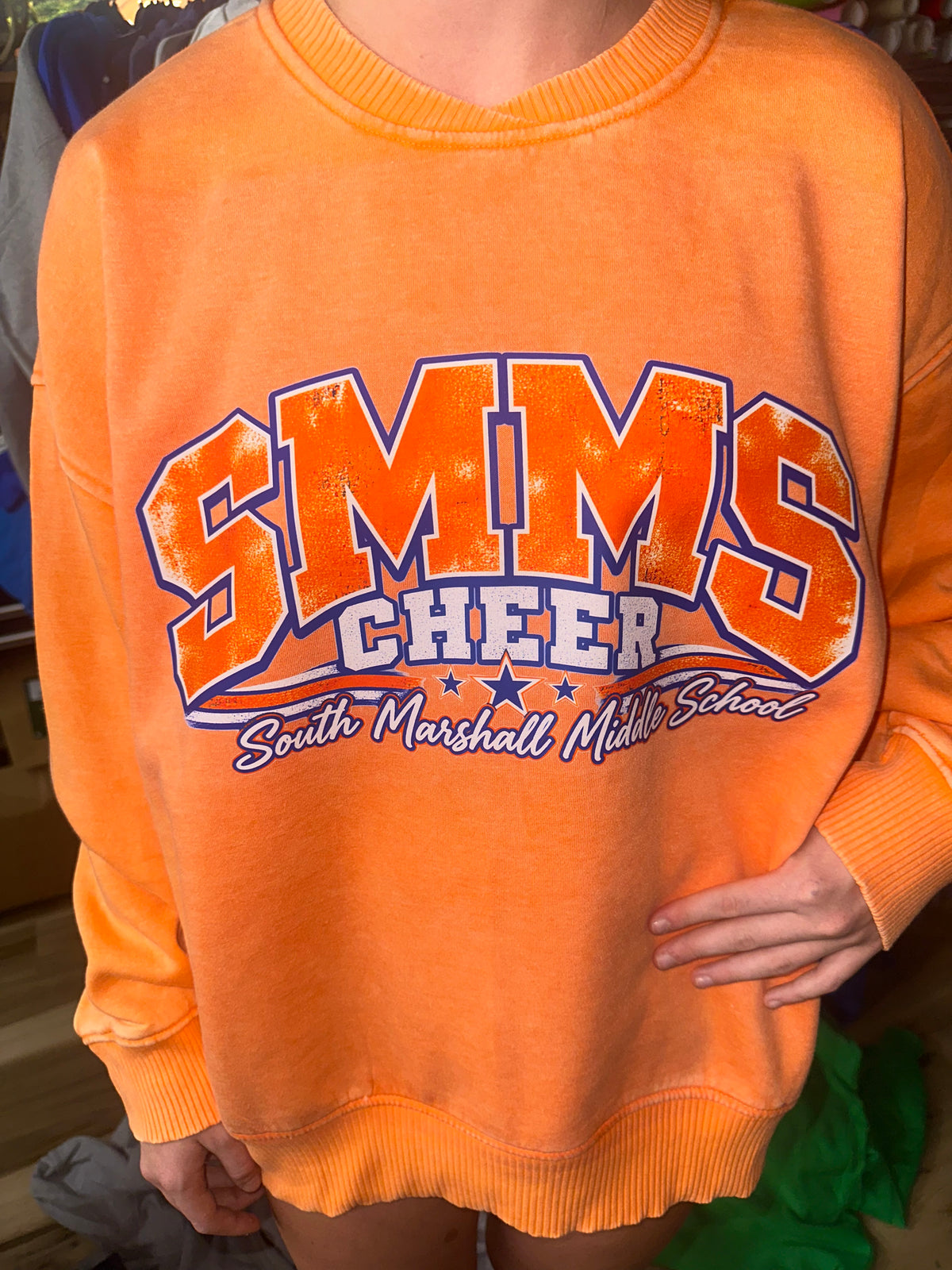 Mineral Wash Orange SMMS Cheer Oversized Crewneck