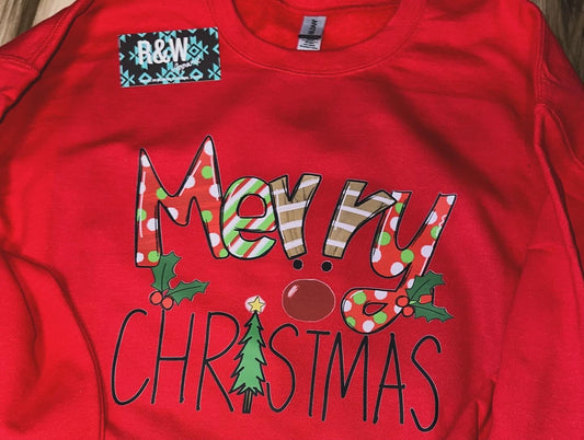 Merry Christmas (Red Crewneck Sweatshirt)