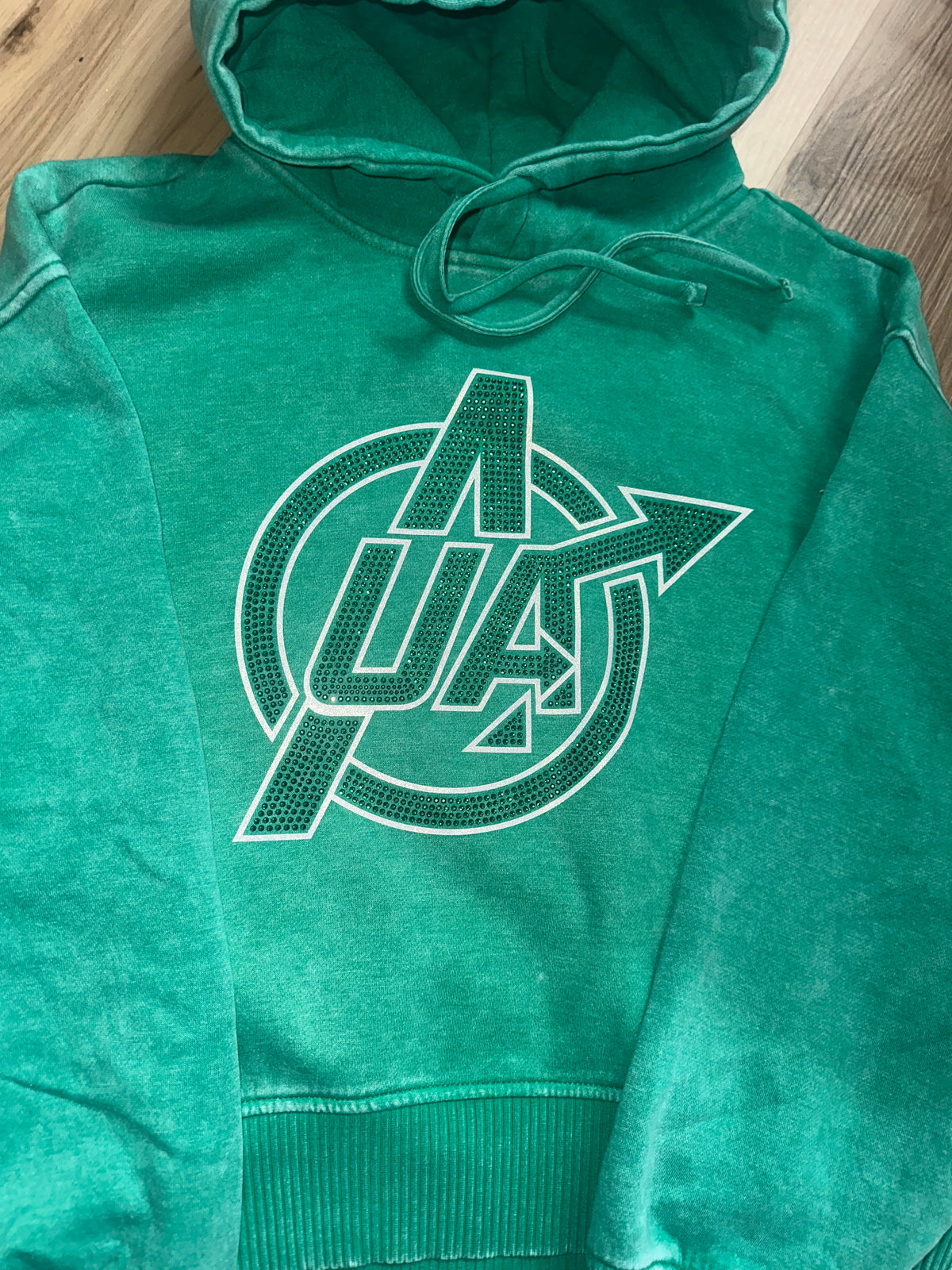 UA Mineral Wash Crop Hoodie Rhinestone