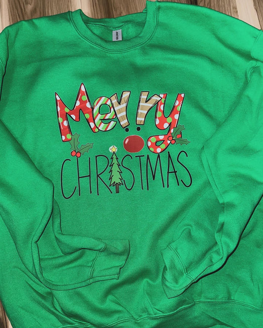 Merry Christmas (Green Crewneck Sweatshirt)