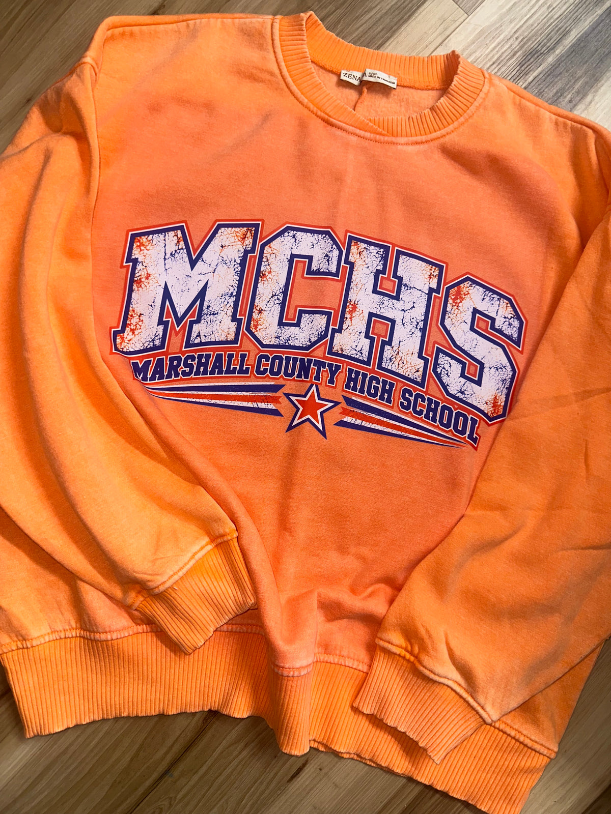 Mineral Wash Orange MCHS Oversized Crewneck