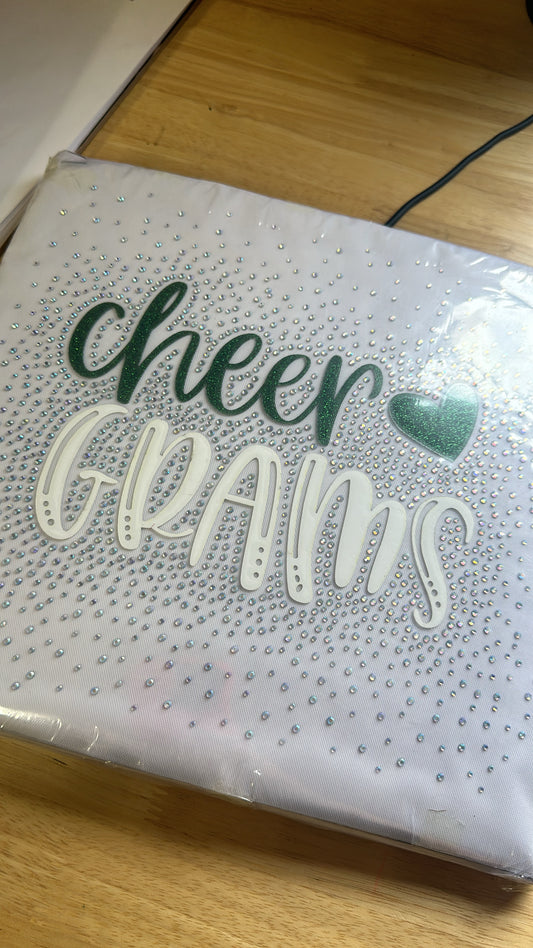 Cheer Grams Green Glitter Rhinestone Transfers 11”