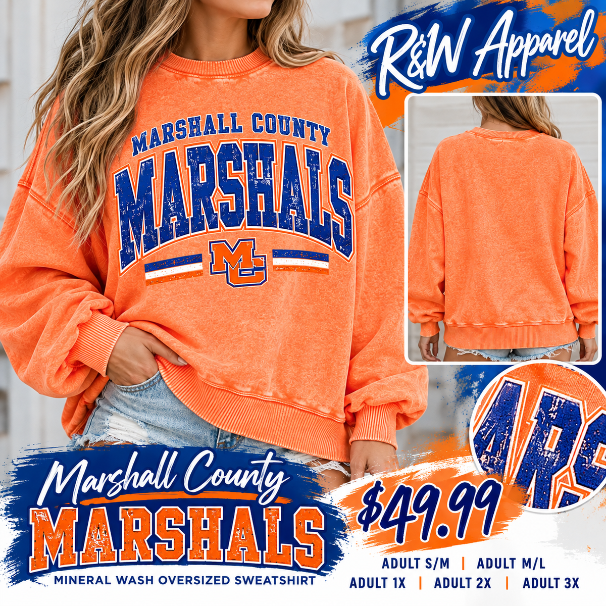 Mineral Wash Orange MC Crewneck Sweatshirt (Oversized) pre-order closing 10/2
