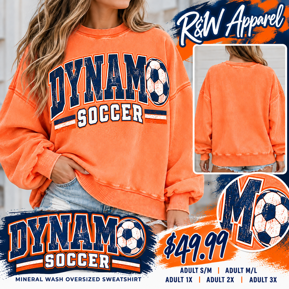 Mineral Wash Orange DYNAMO Crewneck Sweatshirt (Oversized) pre-order closing 10/2