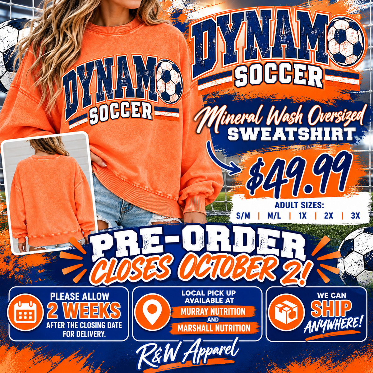 Mineral Wash Orange DYNAMO Crewneck Sweatshirt (Oversized) pre-order closing 10/2