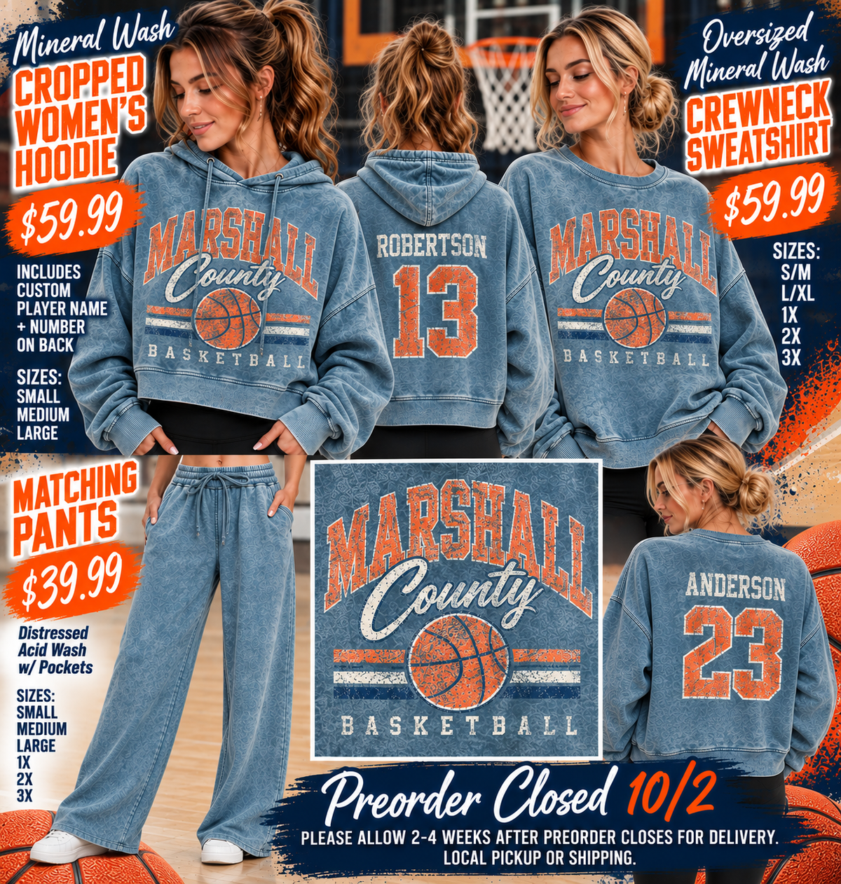 Mineral Wash Oversized Crewneck MC Basketball Preorder Closing 10/2