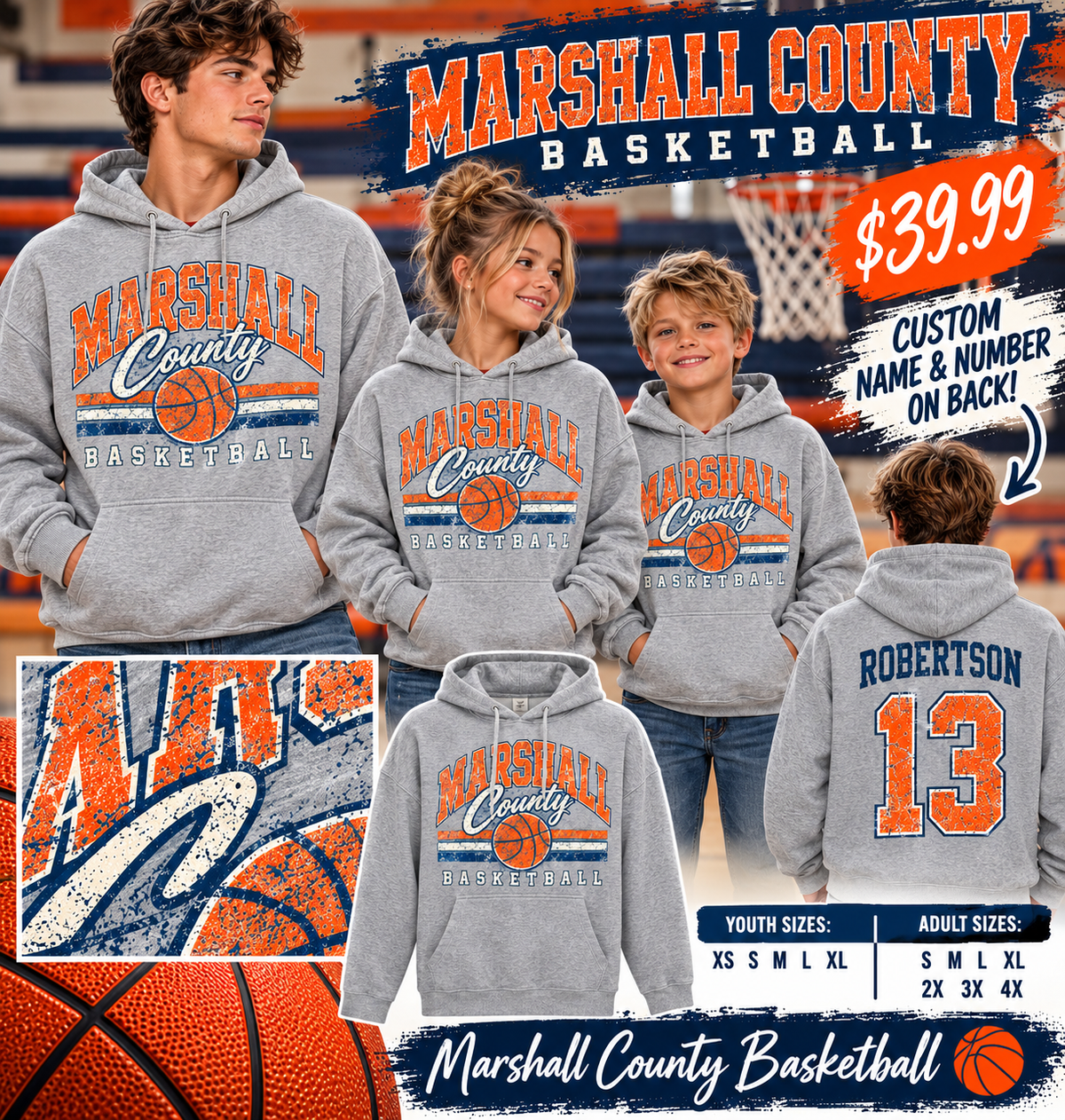 MC Basketball Sport Grey Hoodie 2026
