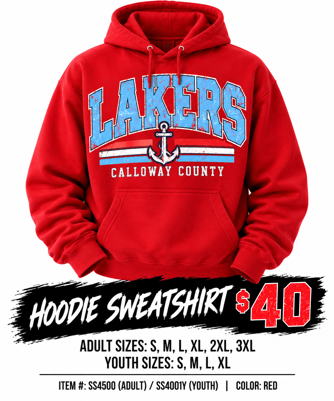 Calloway Co Lakers Red Retro Hoodie