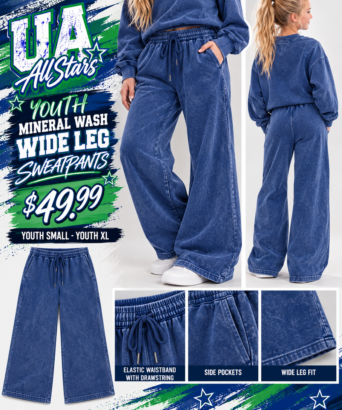 UA Mineral Wash Wide Leg Sweatpants Closing 10/2