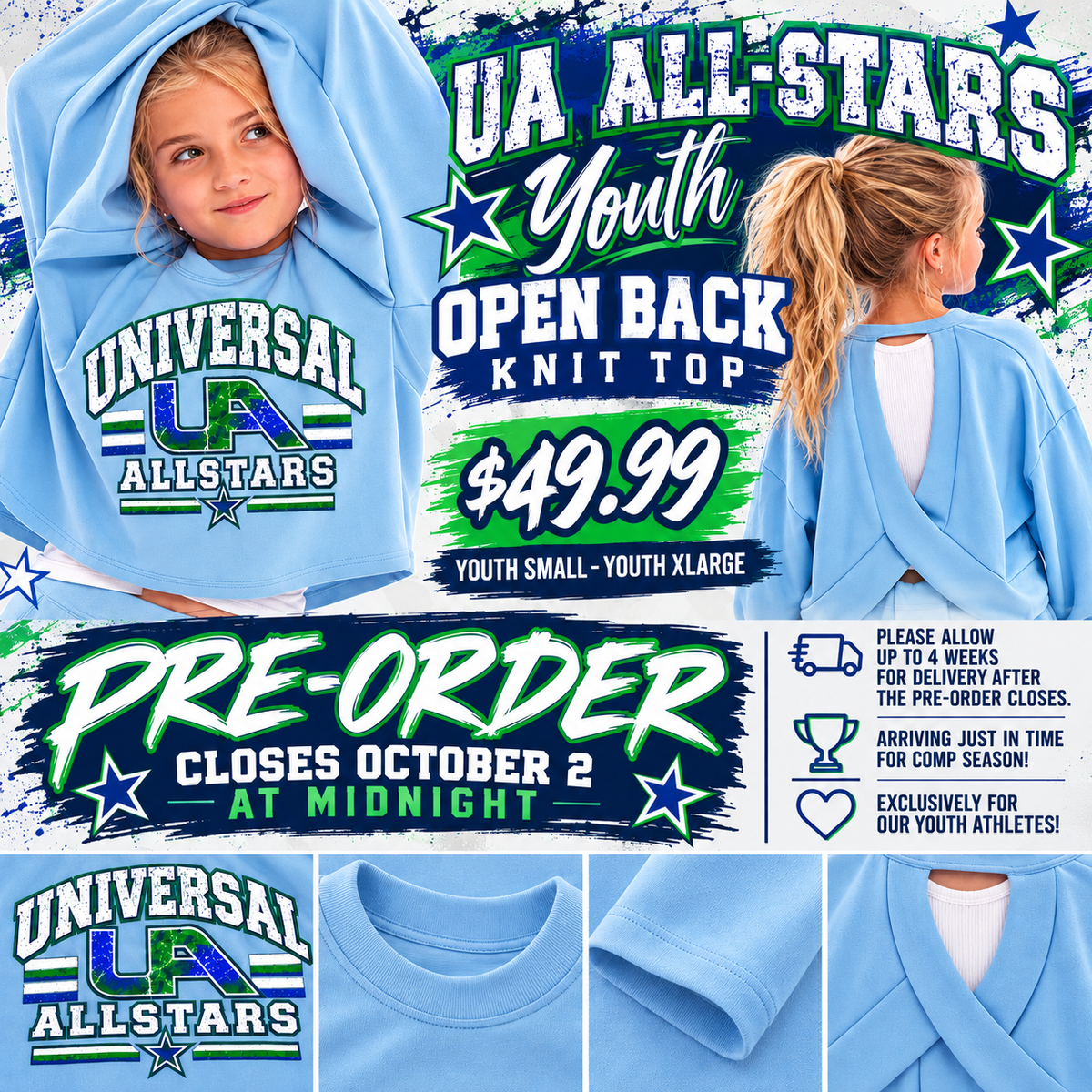 UA Youth Open Back Knit Top Closing 10/2