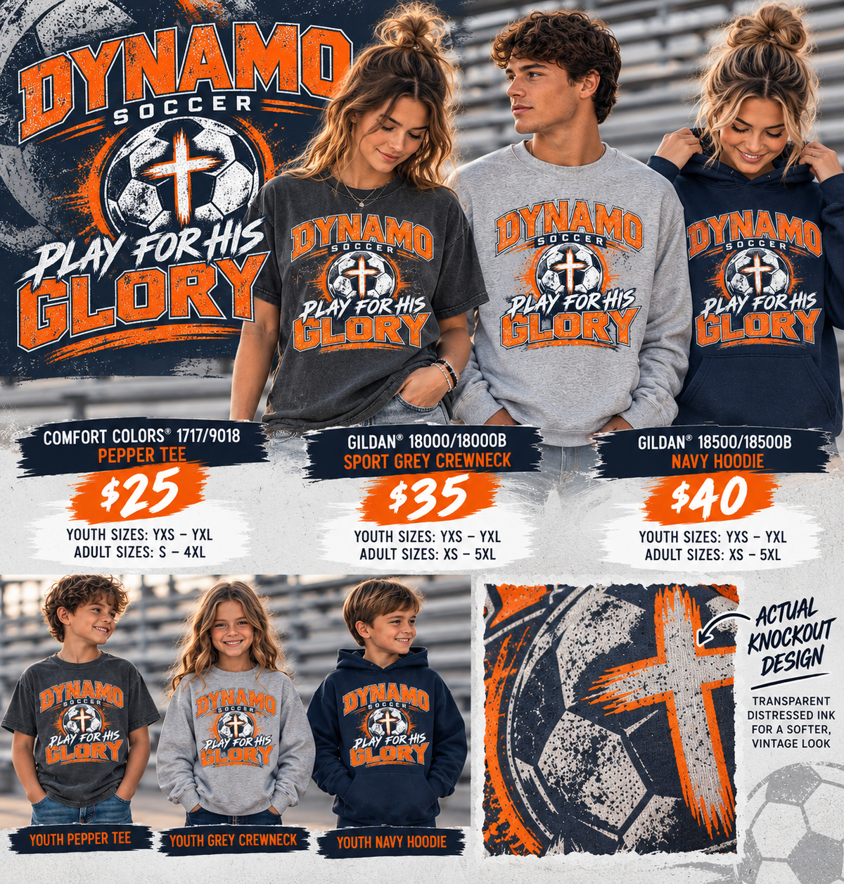 Dynamo- Play for His Glory Tee Crewneck