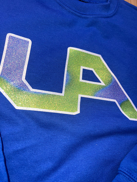 UA Royal Youth Glitter Logo Crewneck