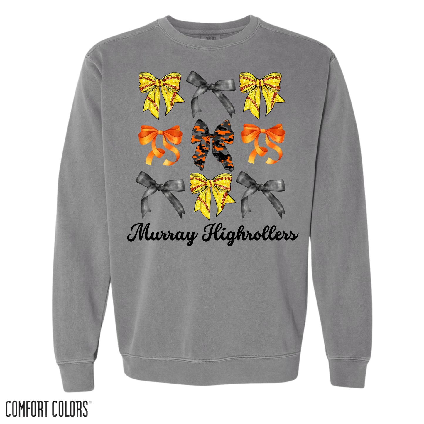 Highrollers Bow Comfort Colors Grey Crewneck